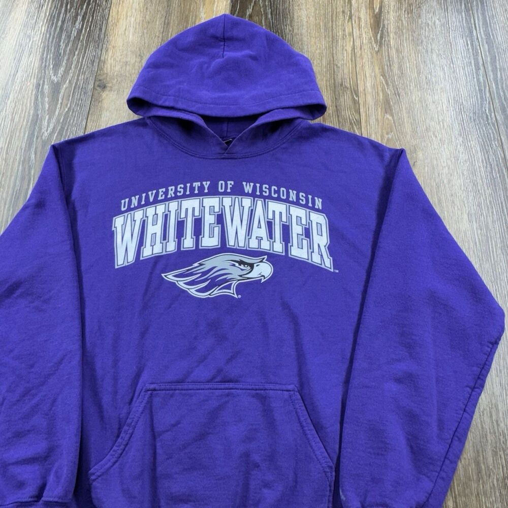 Vintage Whitewater Warhawks Hoodie Mens M Purple Sweatshirt University Team Logo